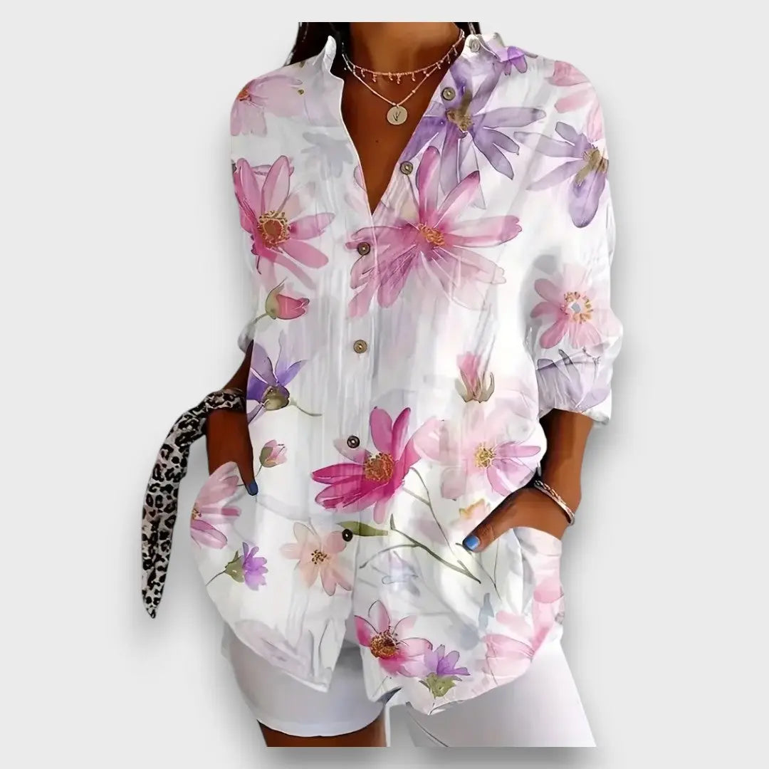 Emiliana – Fließende Bluse mit Aquarellblüten - Emma Fioretti