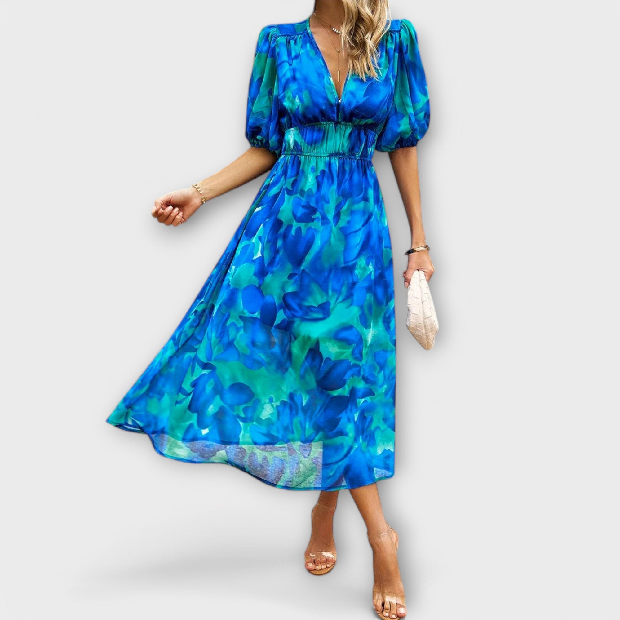 Florina – Luftiges Midikleid mit farbenfrohem Print