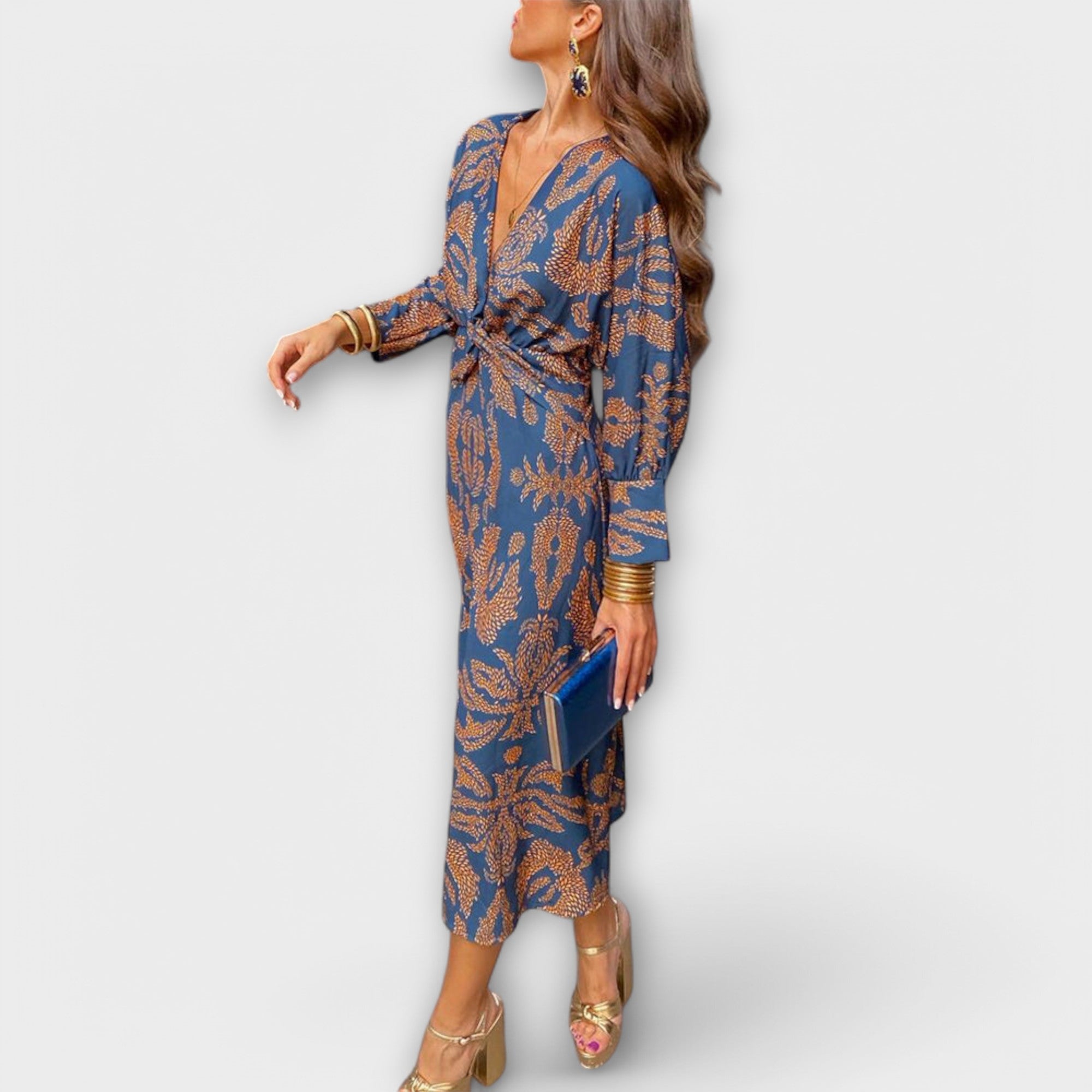 Noira – Maxikleid mit Knoten und Printakzent
