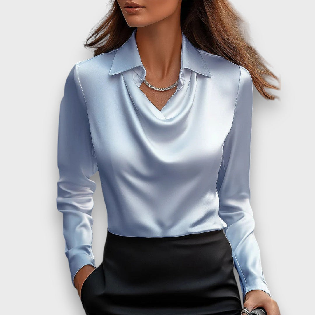 Melvine – Satiniert glänzende Bluse mit Drapierung - Emma Fioretti