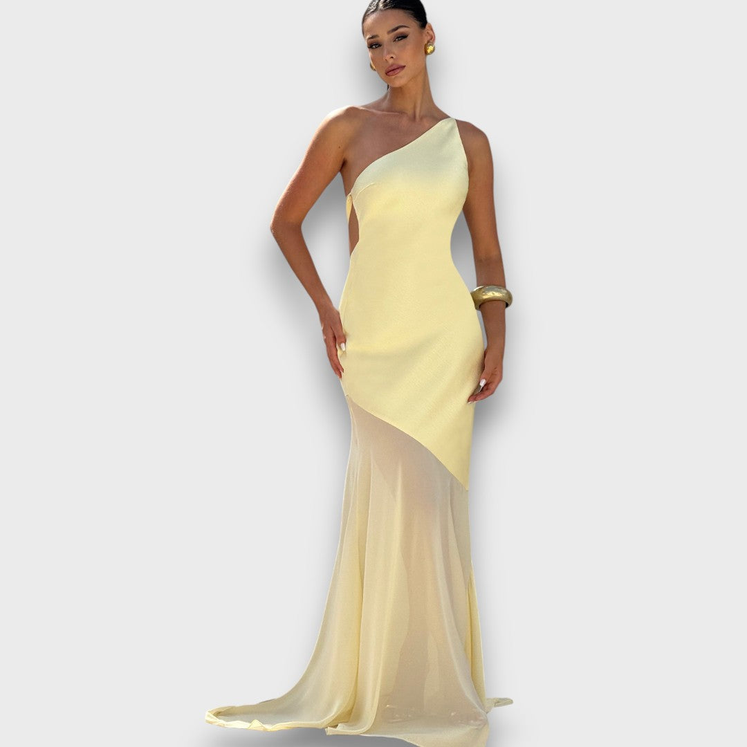 Luméa – Asymmetrisches Abendkleid mit Transparenz Emma Fioretti