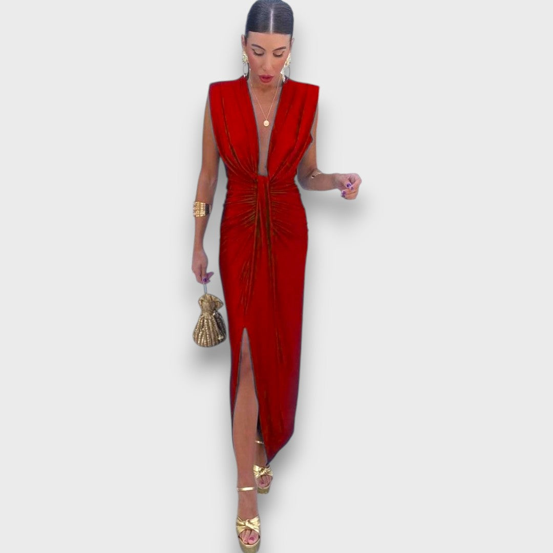 Oriane – Drapiertes Abendkleid mit tiefem Ausschnitt - Emma Fioretti