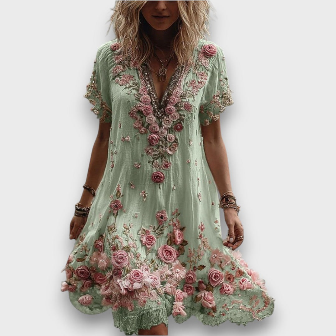 Florie – Boho-Kleid mit Blumenstickerei