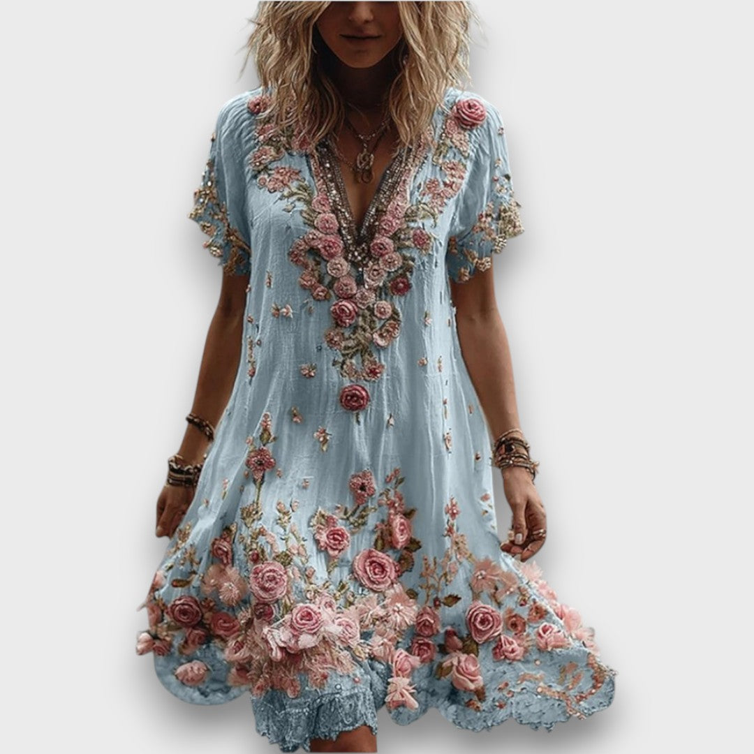 Florie – Boho-Kleid mit Blumenstickerei