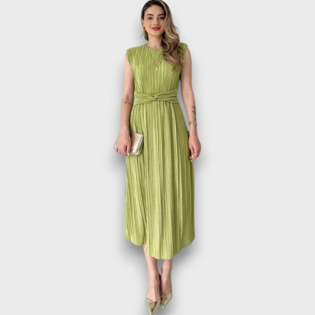 Nyxa Pleated Dress – Green Emma Fioretti