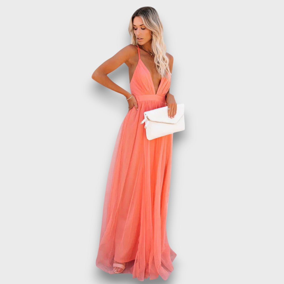 Lunara – Luftige Maxikleid-Eleganz in Pfirsich Emma Fioretti