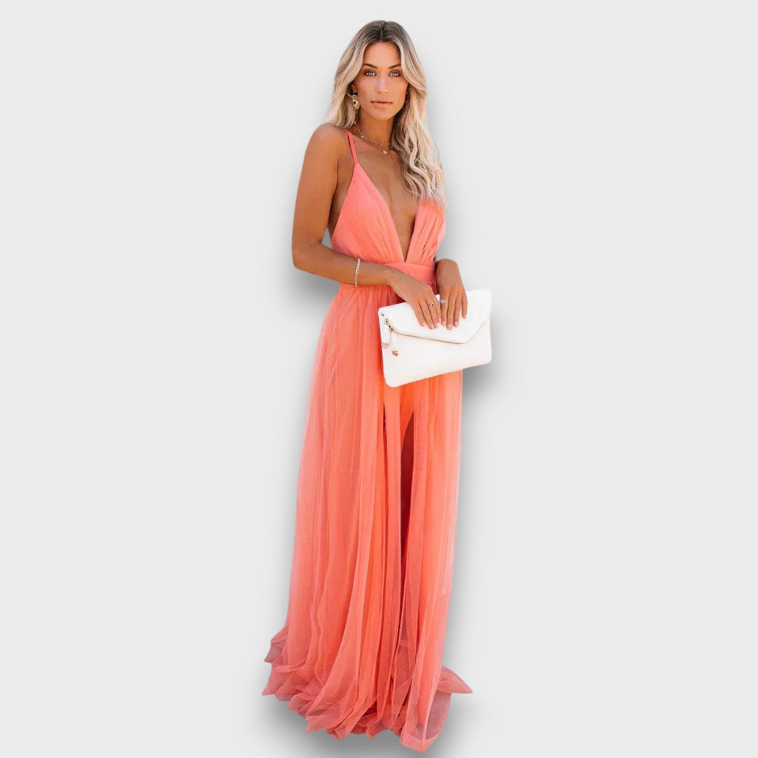 Lunara – Luftige Maxikleid-Eleganz in Pfirsich Emma Fioretti