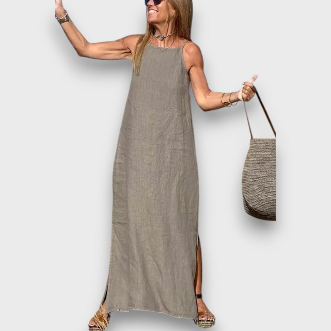 Sena – Schlichtes Leinenkleid mit Seitenschlitz Emma Fioretti