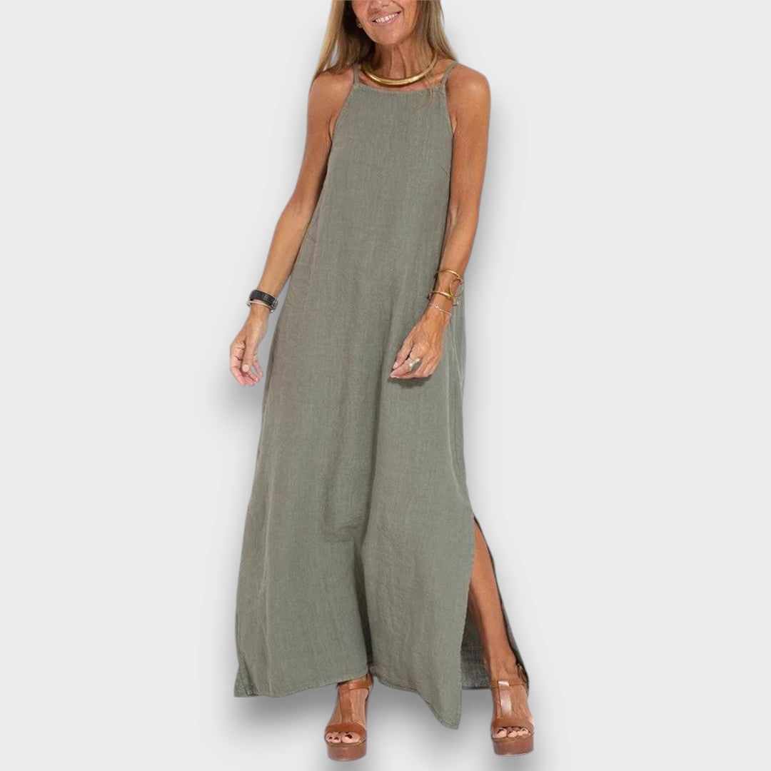 Sena – Schlichtes Leinenkleid mit Seitenschlitz Emma Fioretti