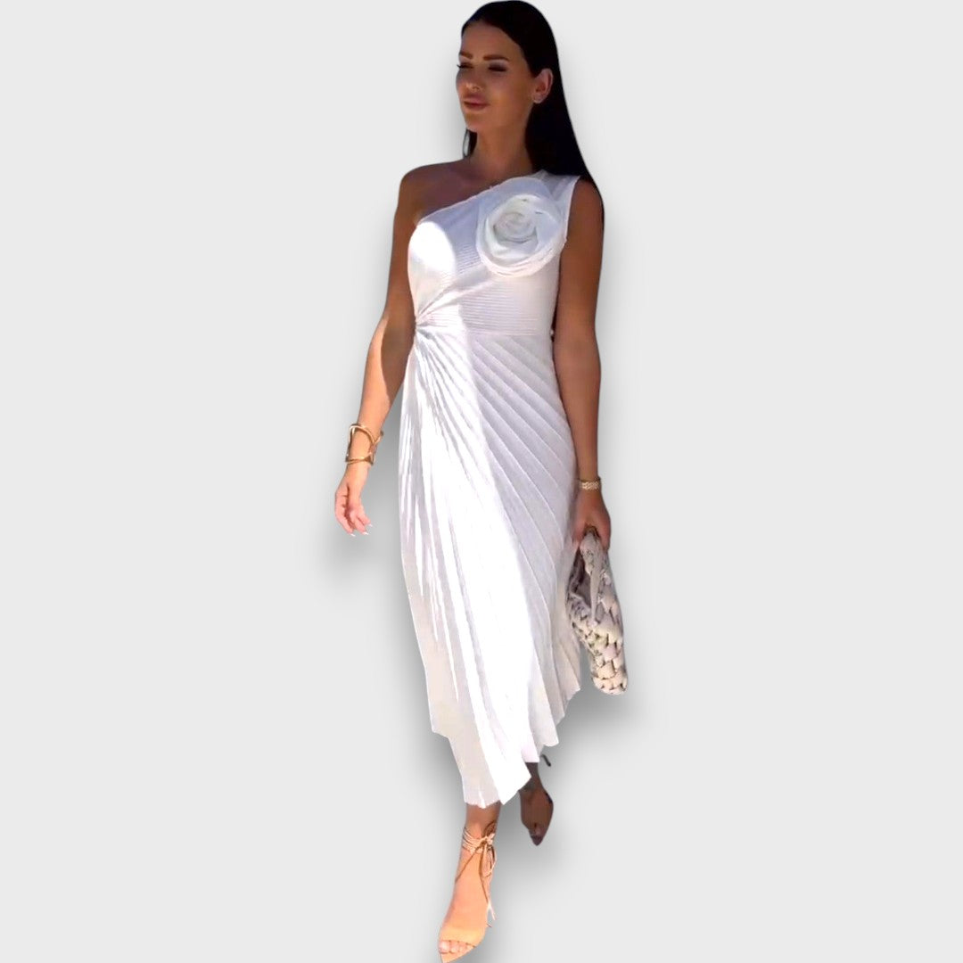 Lunelle – One-Shoulder Kleid mit Plisseerock - Emma Fioretti