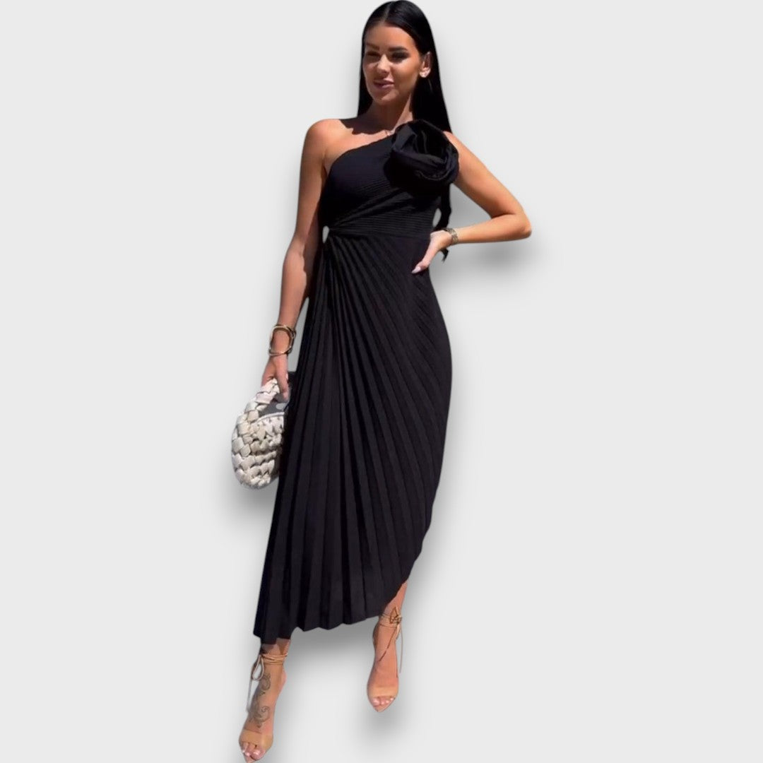 Lunelle – One-Shoulder Kleid mit Plisseerock - Emma Fioretti