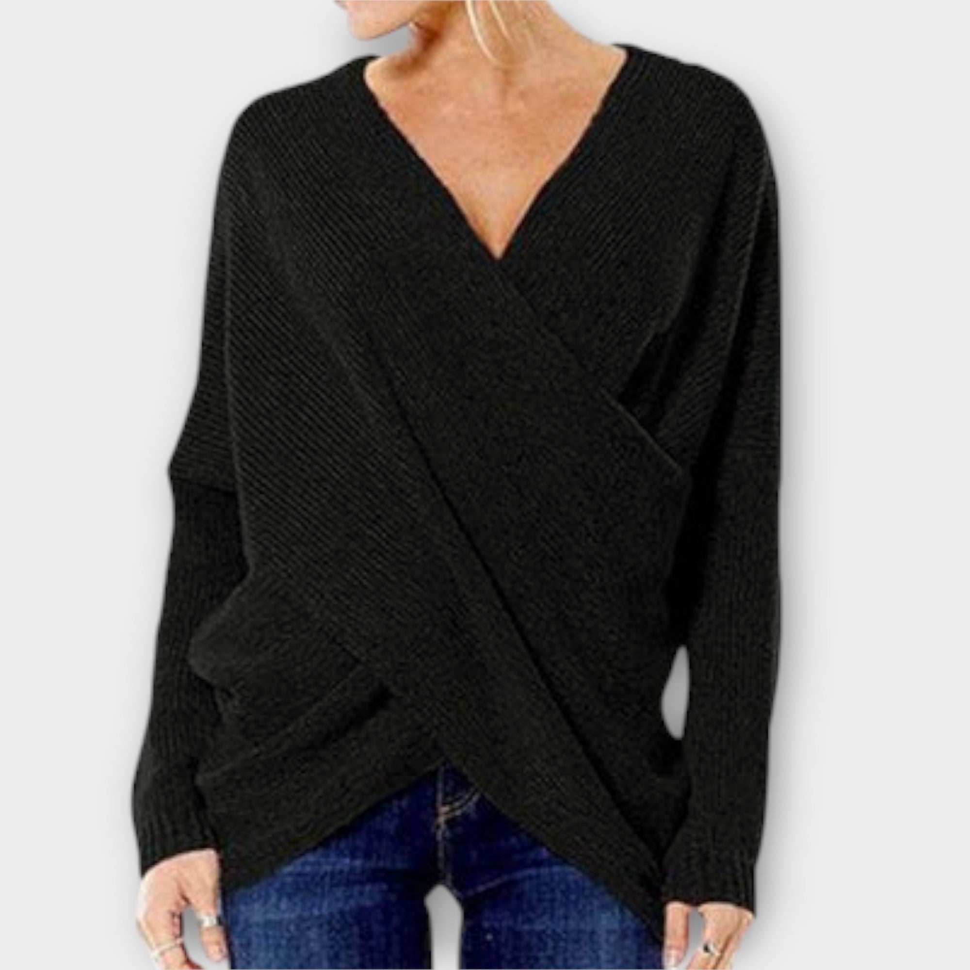 Hevelin – Gekreuzter Pullover mit V-Ausschnitt