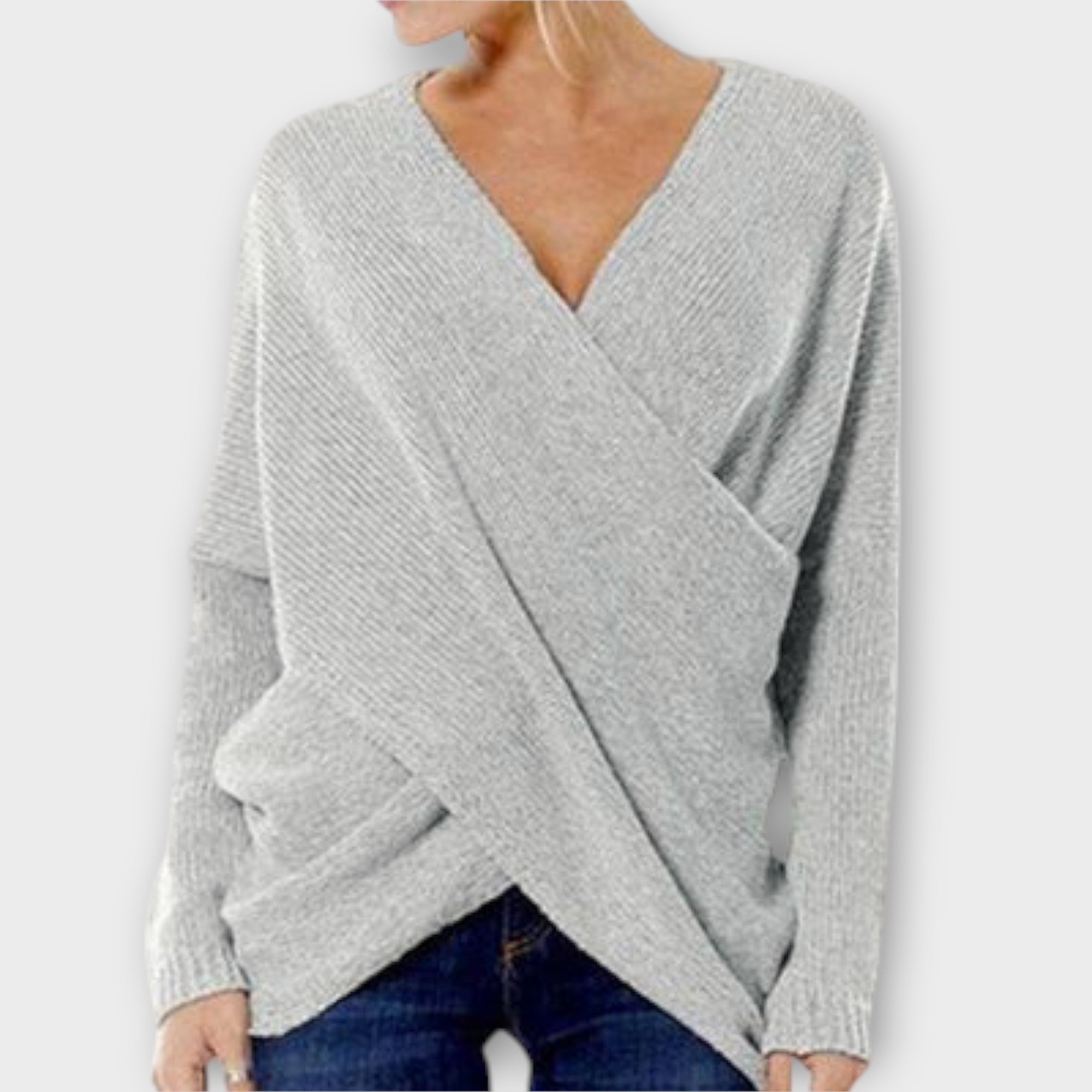 Hevelin – Gekreuzter Pullover mit V-Ausschnitt